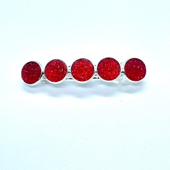 🆕 Red Glitter  Druzy Barrette Hair Clip - Picture 3 of 6